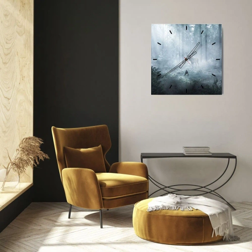 Wanduhr - Glasuhr - Morgenvisite auf dem Grundstück - 30x30 cm