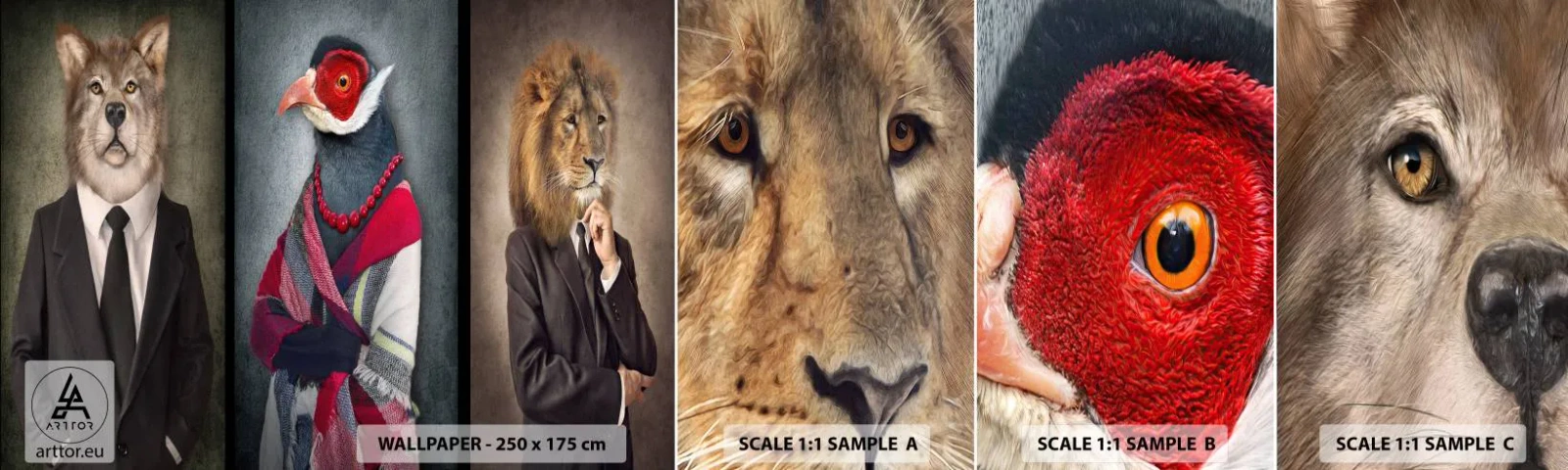 Fototapeten Muster Selbstklebend Deluxe Sticker - Was mache ich hier?! - Abstraktion, Hund, Vogel - 100x30 cm