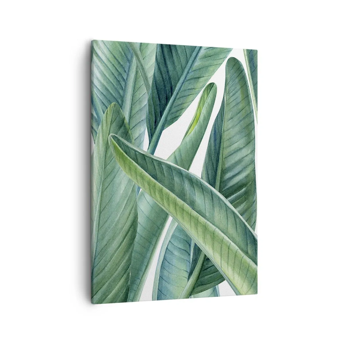 Bild auf Leinwand - Leinwandbild - Grüne Blätter im minimalistischen, botanischen Stil - 50x70cm - An und für sich Grün - Moderne Wanddekoration für Wohnzimmer und Schlafzimmer ARTTOR