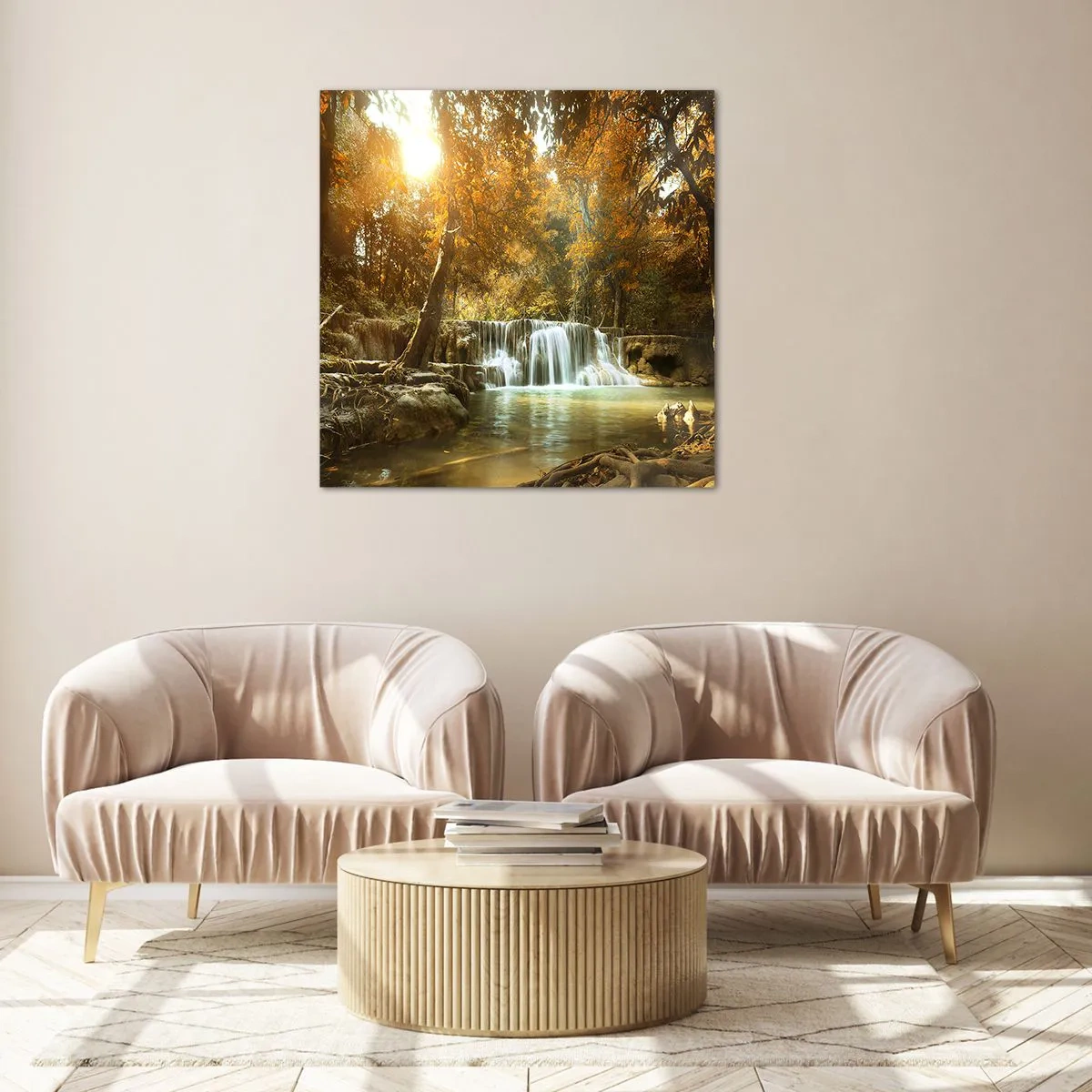 Glasbild - Bild auf glas - Parkkaskade - 60x60 cm