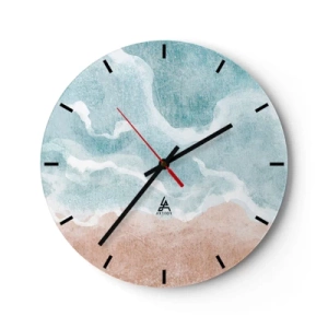 Wanduhr - Glasuhr - Pastell-Abstraktion erinnert an Himmel und Sand - 30x30cm - Cloud-Abstraktion - Moderne Wanddekoration für Wohnzimmer, Küche und Schlafzimmer ARTTOR