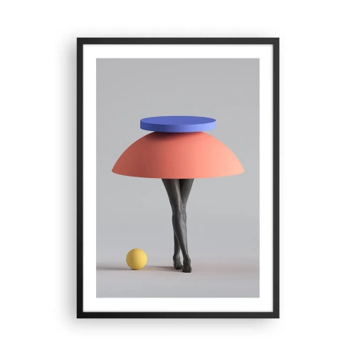 Poster in einem schwarzem Rahmen - Surrealistische Figur mit geometrischen Formen - 50x70cm - Surrealistische Komposition - Moderne Wanddekoration für Wohnzimmer und Schlafzimmer ARTTOR