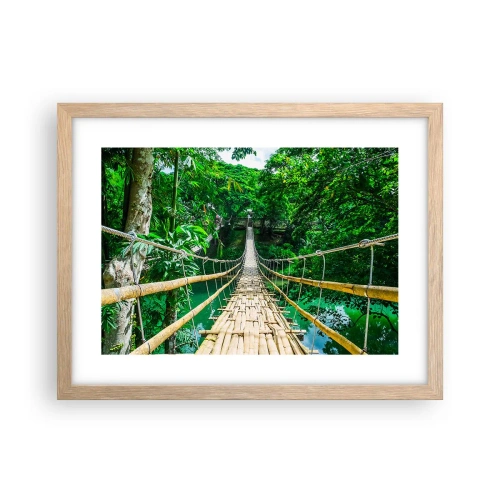 Poster in einem Rahmen aus heller Eiche - Monkey Bridge über das Grün - 40x30 cm
