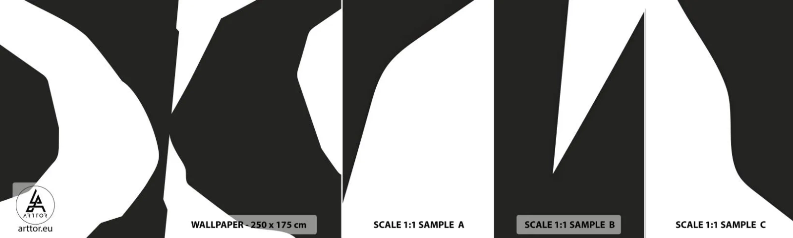 Fototapeten Muster Selbstklebend Deluxe Sticker - Positiv negativ - Schwarz und weiß, Abstraktion, Stück - 100x30 cm