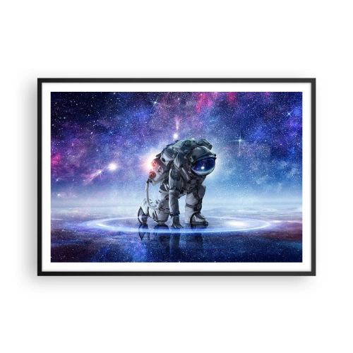 Poster in einem schwarzem Rahmen - Astronaut in einer galaktischen Landschaft - 100x70cm - Der Sternenhimmel über mir - Moderne Wanddekoration für Wohnzimmer und Schlafzimmer ARTTOR