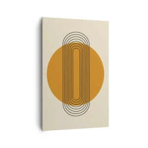 Bild auf Leinwand - Leinwandbild - Geometrisches Muster mit orangefarbenen Kreisen und Linien - 80x120cm - Perfekter Plan - Moderne Wanddekoration für Wohnzimmer und Schlafzimmer ARTTOR