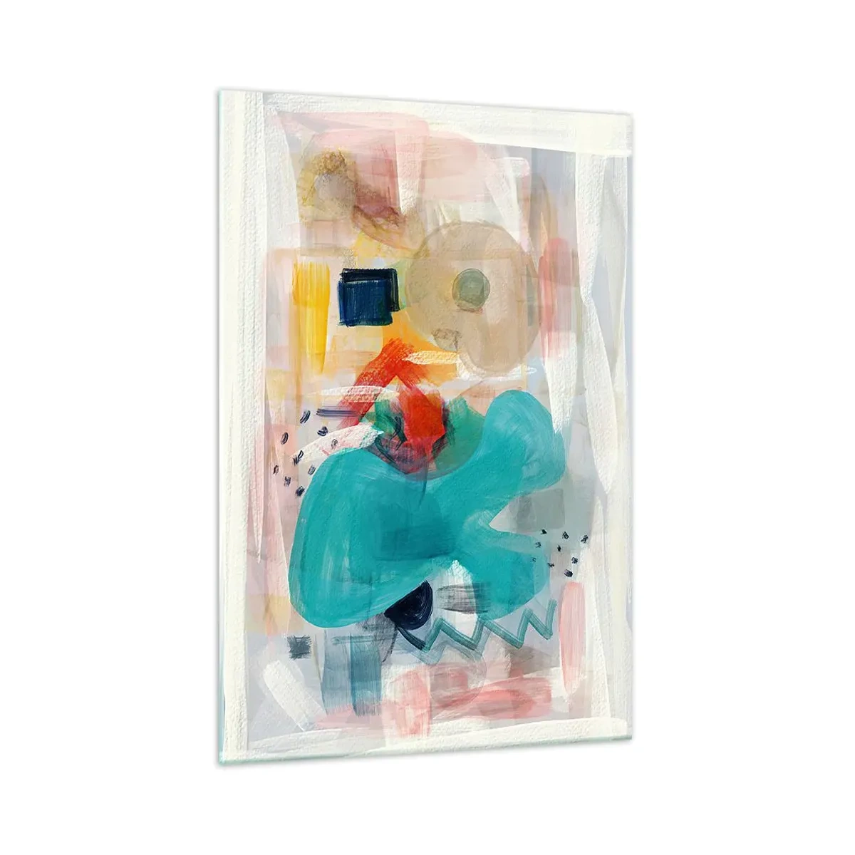 Glasbild - Bild auf glas - Abstrakte Formen und Farben schaffen eine dynamische Komposition - 70x100cm - Buntes Spiel - Moderne Wanddekoration für Wohnzimmer und Schlafzimmer ARTTOR