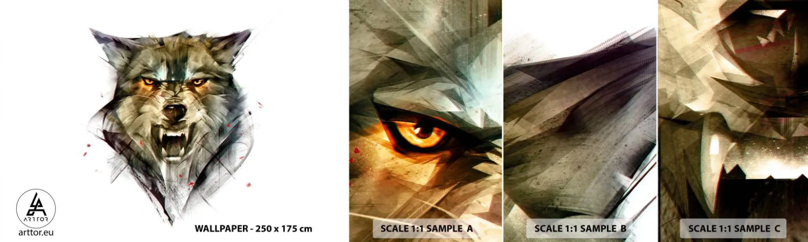 Fototapeten Muster Selbstklebend Deluxe Sticker - Kein Schritt näher! - Abstraktion, Tiere, Wolf - 100x30 cm