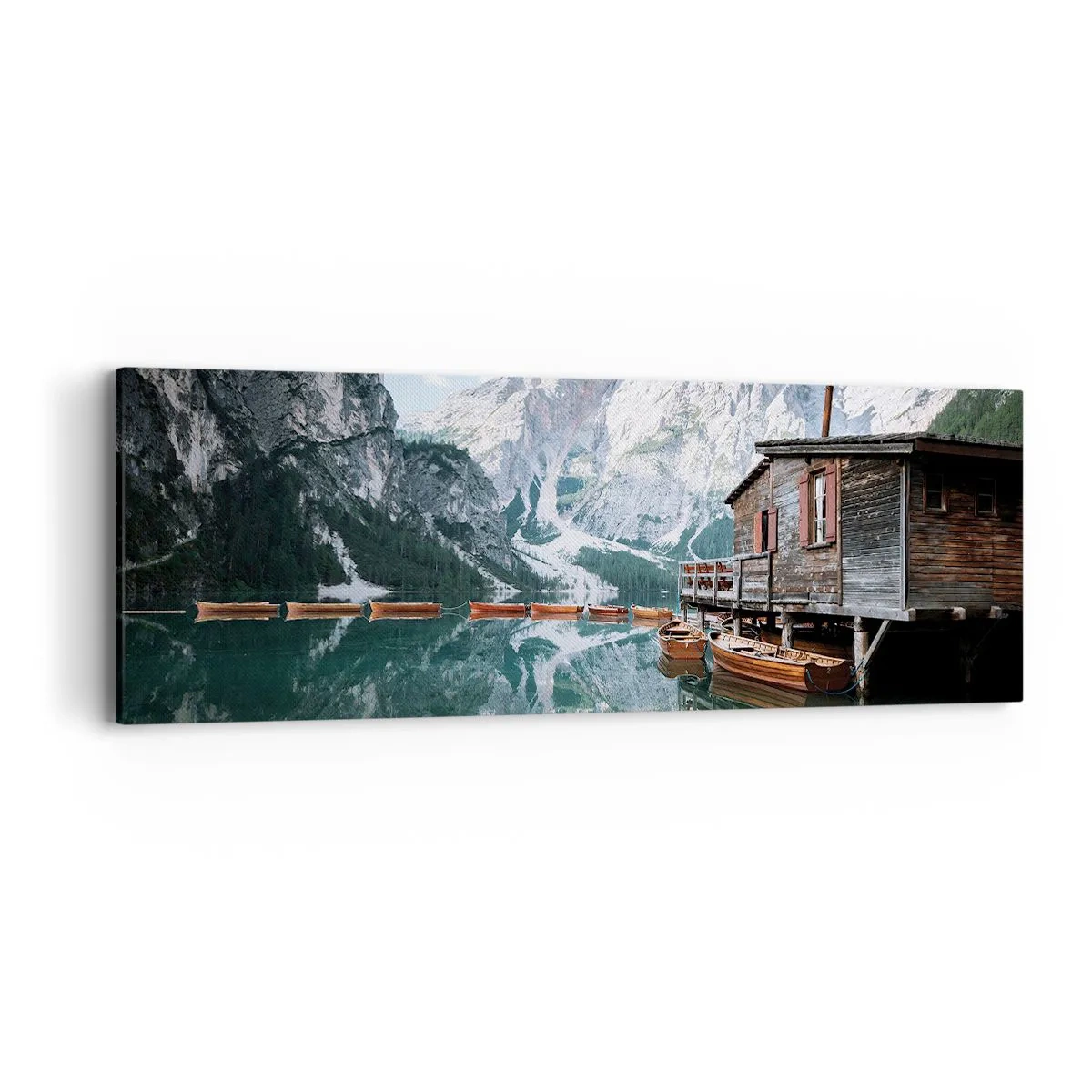 Bild auf Leinwand - Leinwandbild - Kristallklarer Bergmorgen - 90x30 cm