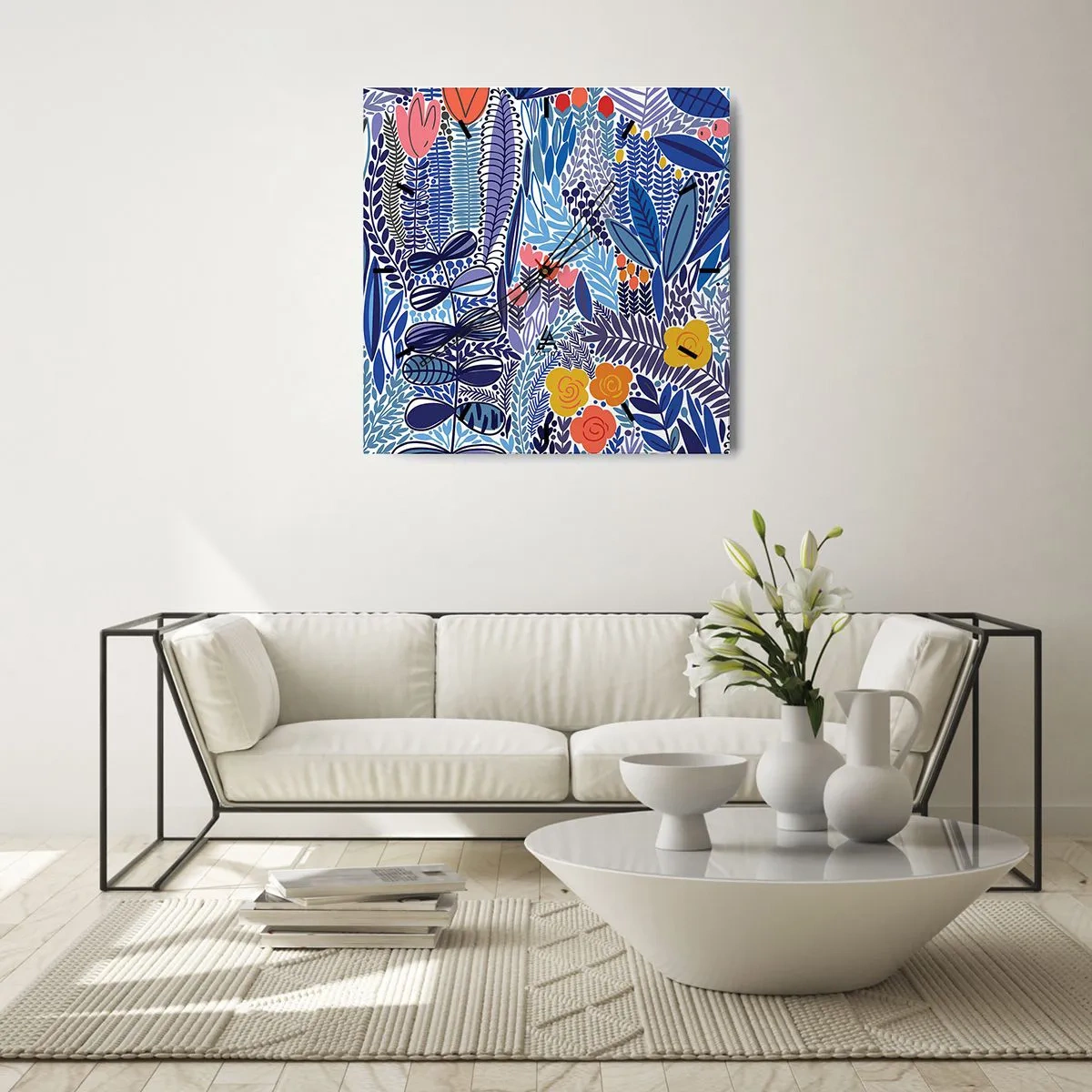 Wanduhr - Glasuhr - Hawaiianischer Garten - 40x40 cm