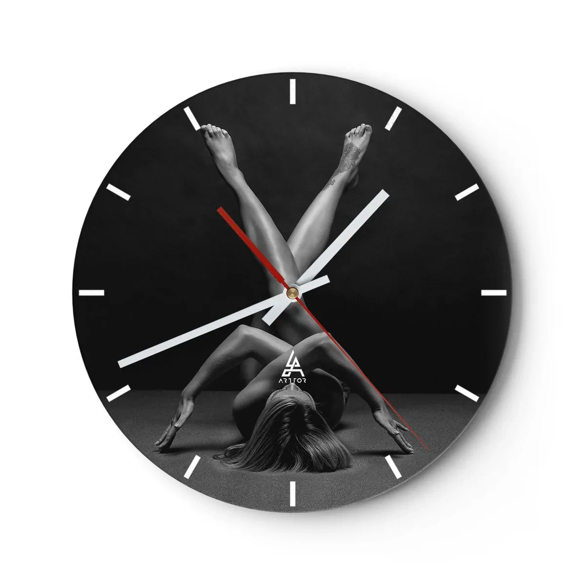 Wanduhr - Glasuhr - Die Geometrie der Nacktheit - 40x40 cm