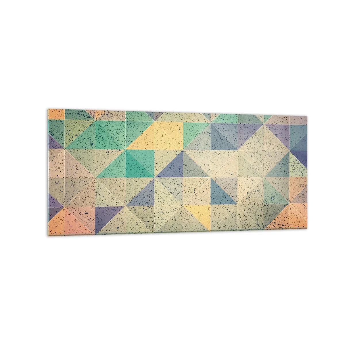 Glasbild - Bild auf glas - Eine farbenfrohe Komposition aus geometrischen Dreiecken in Pastelltönen. - 120x50cm - Republik der Dreiecke - Moderne Wanddekoration für Wohnzimmer und Schlafzimmer ARTTOR