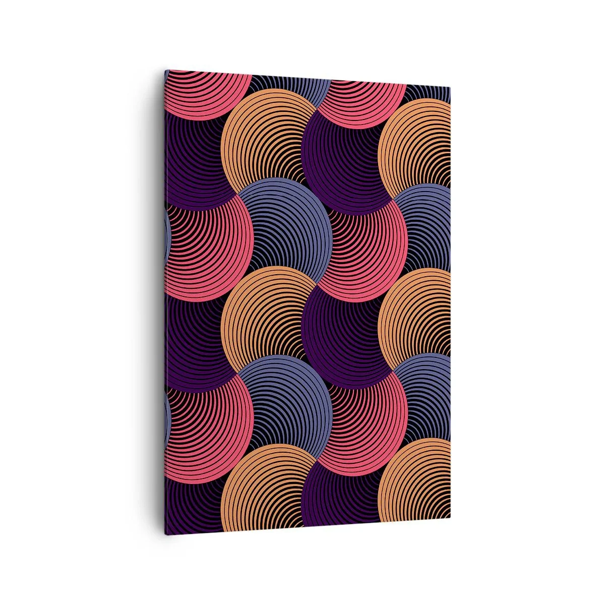 Bild auf Leinwand - Leinwandbild - Geometrische Kreise in Rosa-, Lila- und Goldtönen - 70x100cm - Im kreisenden Rhythmus - Moderne Wanddekoration für Wohnzimmer und Schlafzimmer ARTTOR