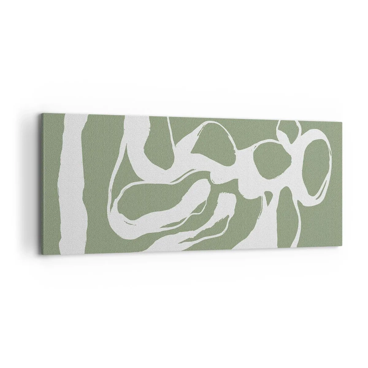 Bild auf Leinwand - Leinwandbild - Organische Formen in Weiß auf grünem Hintergrund - 120x50cm - Ruf des Weltraums - Moderne Wanddekoration für Wohnzimmer und Schlafzimmer ARTTOR