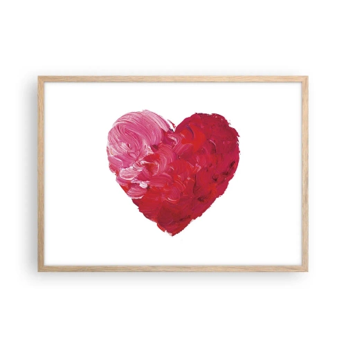Poster in einem Rahmen aus heller Eiche - Alles was du brauchst ist Liebe - 70x50 cm