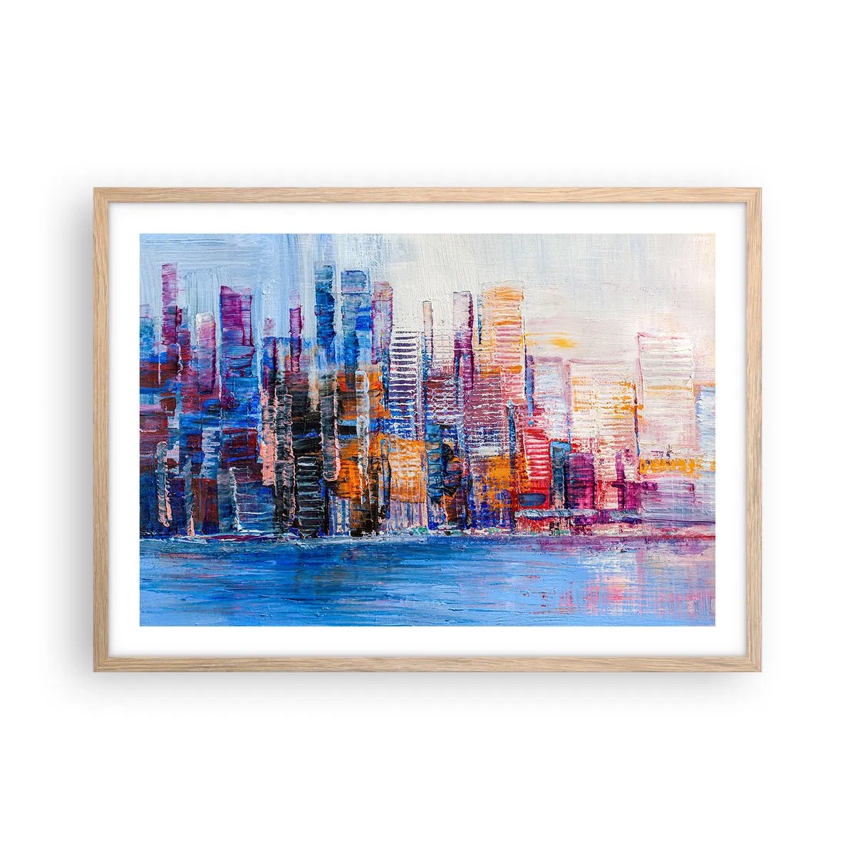 Poster in einem Rahmen aus heller Eiche - Fröhliche Metropole - 70x50 cm