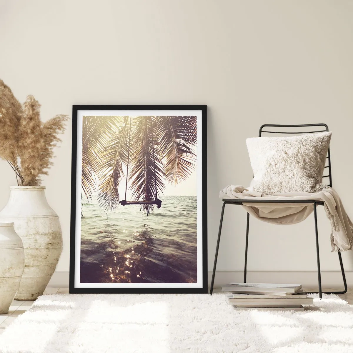 Poster in einem schwarzem Rahmen - Sie können nach Belieben in den Wolken schwingen - 70x100 cm