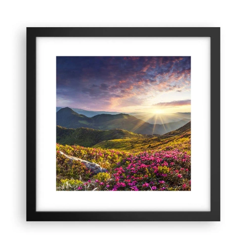 Poster in einem schwarzem Rahmen - Frische am Bergmorgen - 30x30 cm