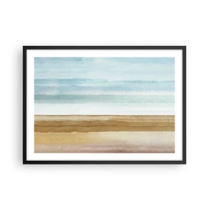 Poster in einem schwarzem Rahmen - Abstrakte Strandlandschaft in Pastelltönen - 70x50cm - Trost - Moderne Wanddekoration für Wohnzimmer und Schlafzimmer ARTTOR