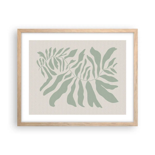 Poster in einem Rahmen aus heller Eiche - Smaragdzweig - 50x40 cm