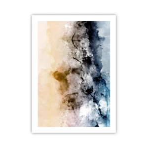 Poster - Abstrakte Komposition in Blau- und Beigetönen - 50x70cm - In einer Nebelwolke ertrunken - Moderne Wanddekoration für Wohnzimmer und Schlafzimmer ARTTOR