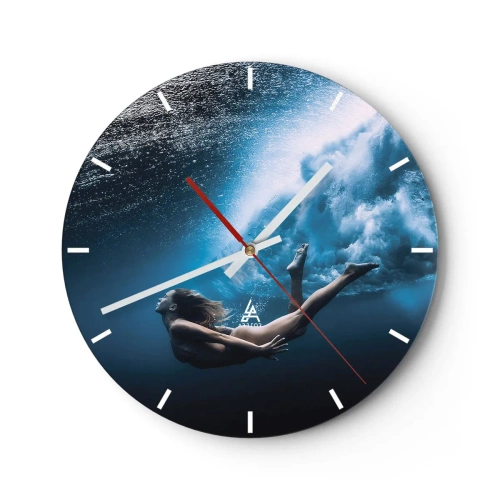 Wanduhr - Glasuhr - Moderne Meerjungfrau - 40x40 cm