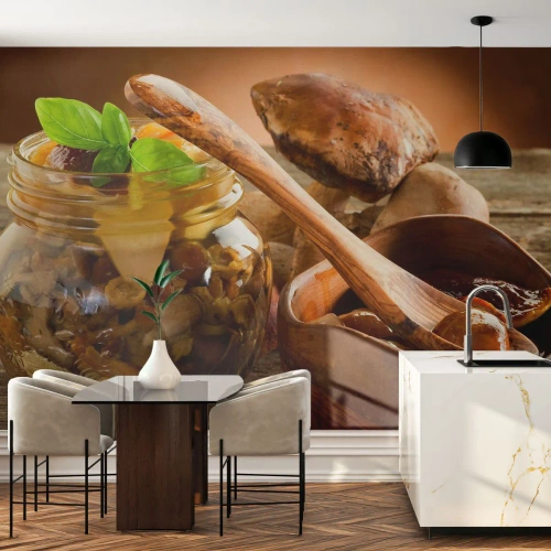 Fototapete Premium Sand - Ob frisch oder gesalzen, oder in der Herbstsaison ... - Gastronomie, Pilze, Küche - 500x350 cm
