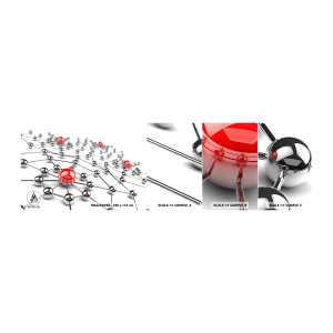 Fototapeten Muster Selbstklebend Deluxe Sticker - Silbriges Netz - Abstraktion, Metallkugeln, 3D - 100x30 cm