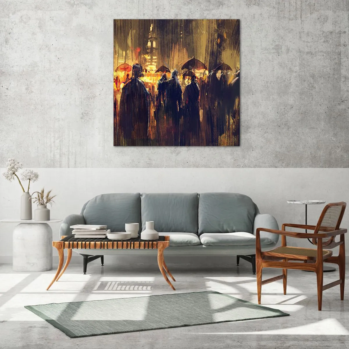 Glasbild - Bild auf glas - Anhänger des Regens - 70x70 cm