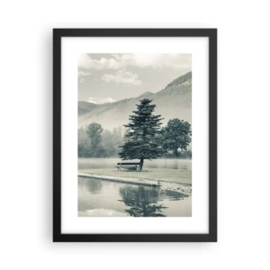 Poster in einem schwarzem Rahmen - Der See schläft noch - 30x40 cm