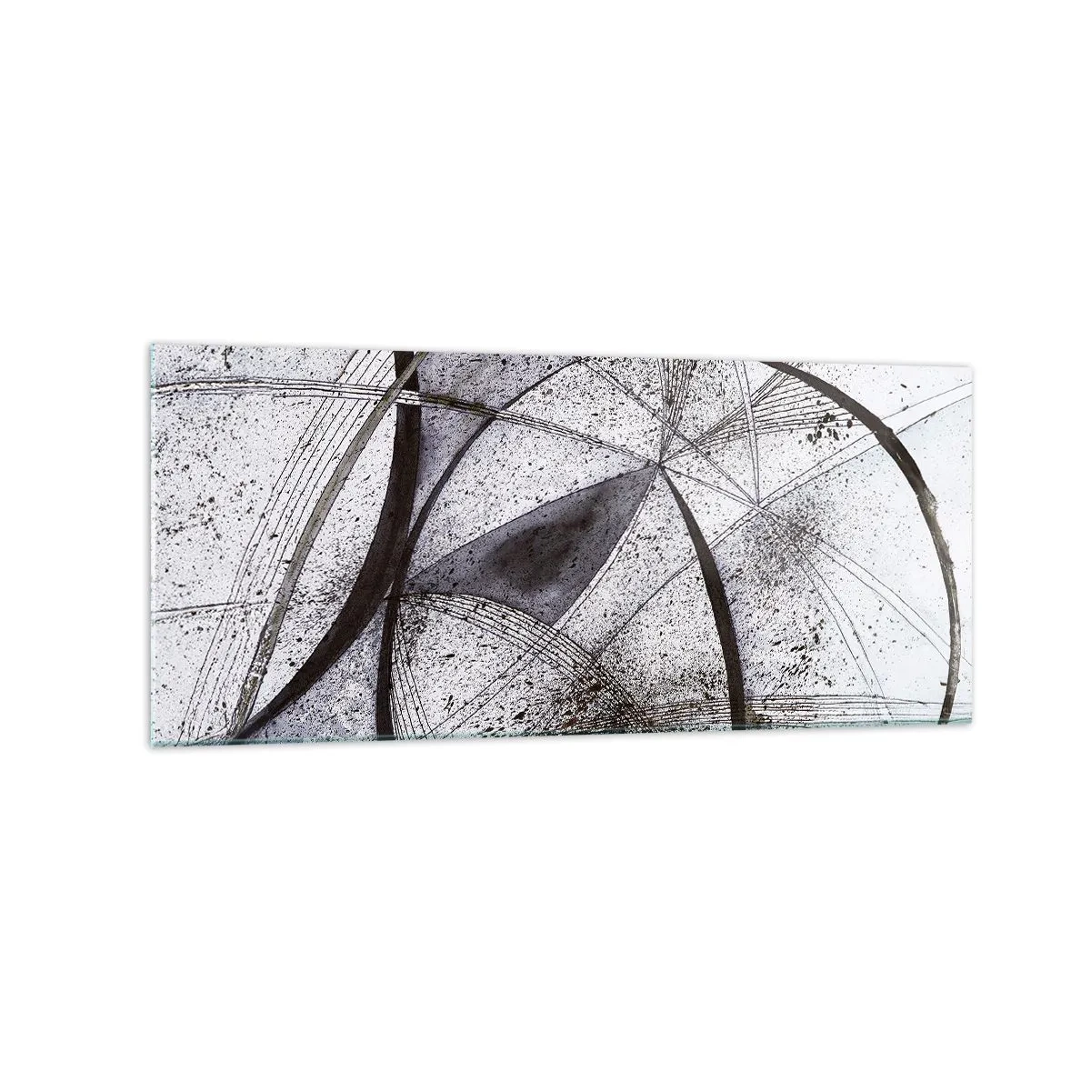 Glasbild - Bild auf glas - Abstrakte Linien und Formen in Grau- und Schwarztönen - 120x50cm - Futuristische Fantasie - Moderne Wanddekoration für Wohnzimmer und Schlafzimmer ARTTOR