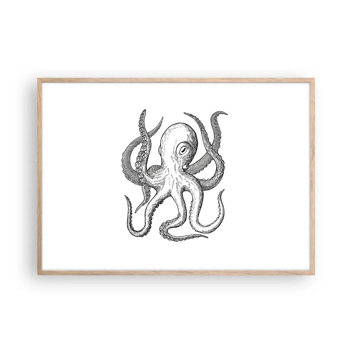 Poster in einem Rahmen aus heller Eiche - Mit den Wellen tanzen - 100x70 cm