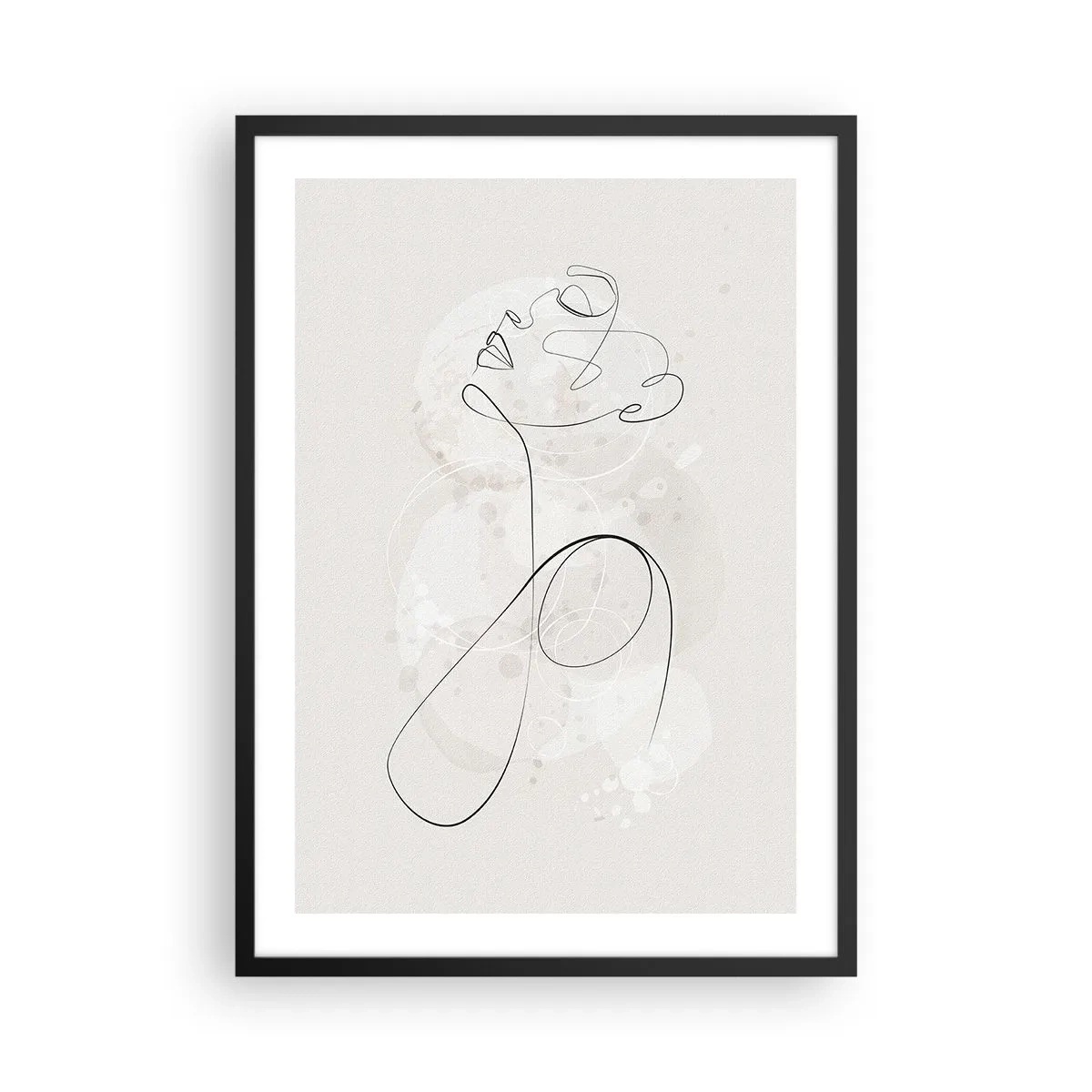Poster in einem schwarzem Rahmen - Die Konturlinie der Figur vor dem Hintergrund zarter Pastellformen - 50x70cm - Die Spirale der Schönheit - Moderne Wanddekoration für Wohnzimmer und Schlafzimmer ARTTOR