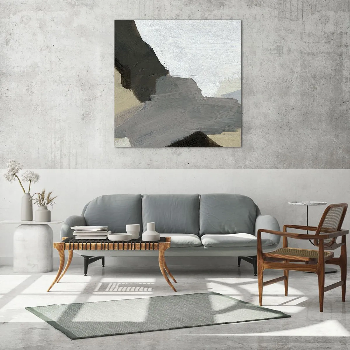 Glasbild - Bild auf glas - Abstraktion: Scheideweg des Graus - 40x40 cm
