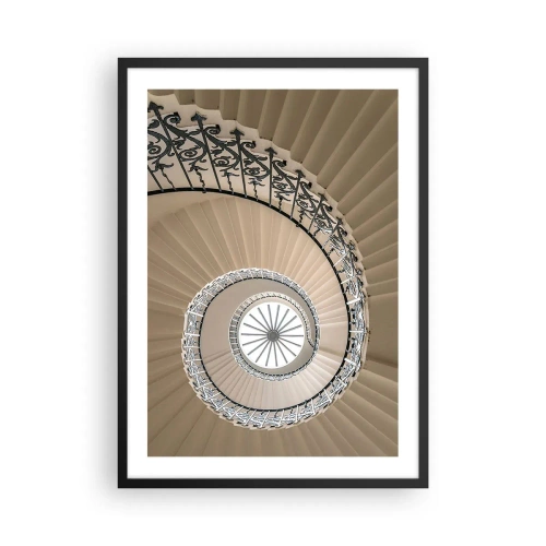 Poster in einem schwarzem Rahmen - Foto einer Wendeltreppe mit dekorativer Balustrade - 50x70cm - Im Inneren der Muschel - Moderne Wanddekoration für Wohnzimmer und Schlafzimmer ARTTOR