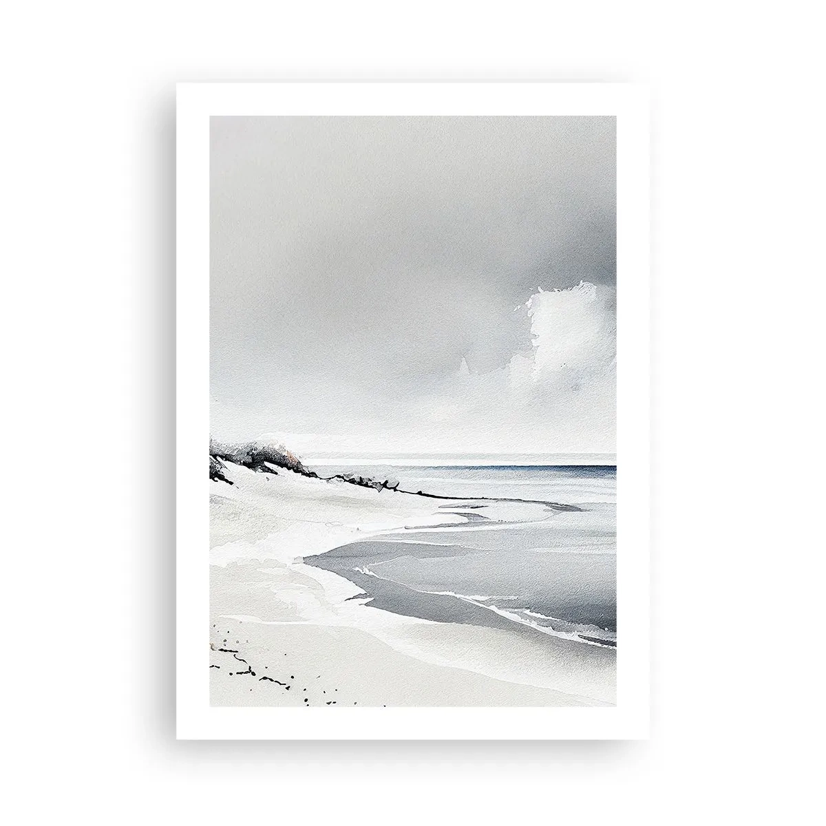 Poster - Ein minimalistischer Strand in Grautönen - 50x70cm - Für immer zusammen - Moderne Wanddekoration für Wohnzimmer und Schlafzimmer ARTTOR