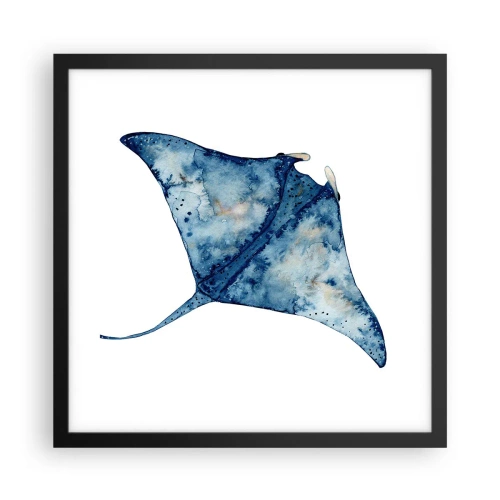 Poster in einem schwarzem Rahmen - Leben im Blau - 40x40 cm