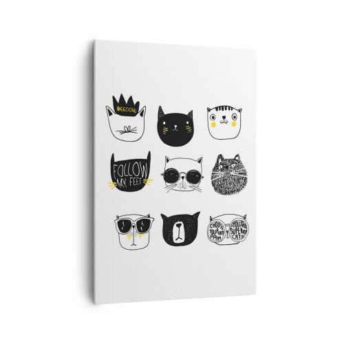 Bild auf Leinwand - Leinwandbild - Stilvolle Katzenillustrationen im minimalistischen Stil - 70x100cm - Jeder andere - Moderne Wanddekoration für Wohnzimmer und Schlafzimmer ARTTOR