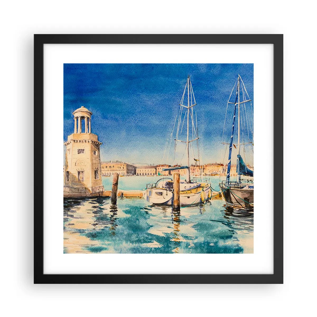 Poster in einem schwarzem Rahmen - Sonnige Lagune - 40x40 cm