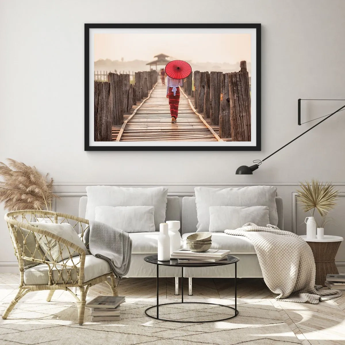 Poster in einem schwarzem Rahmen - Auf der alten Brücke - 40x30 cm