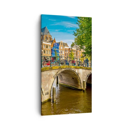 Bild auf Leinwand - Leinwandbild - Frühling am Kanal - 45x80 cm