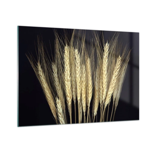 Glasbild - Bild auf glas - Maserung in warmen Tönen auf schwarzem Hintergrund - 100x70cm - Rustikale Magie - Moderne Wanddekoration für Wohnzimmer und Schlafzimmer ARTTOR