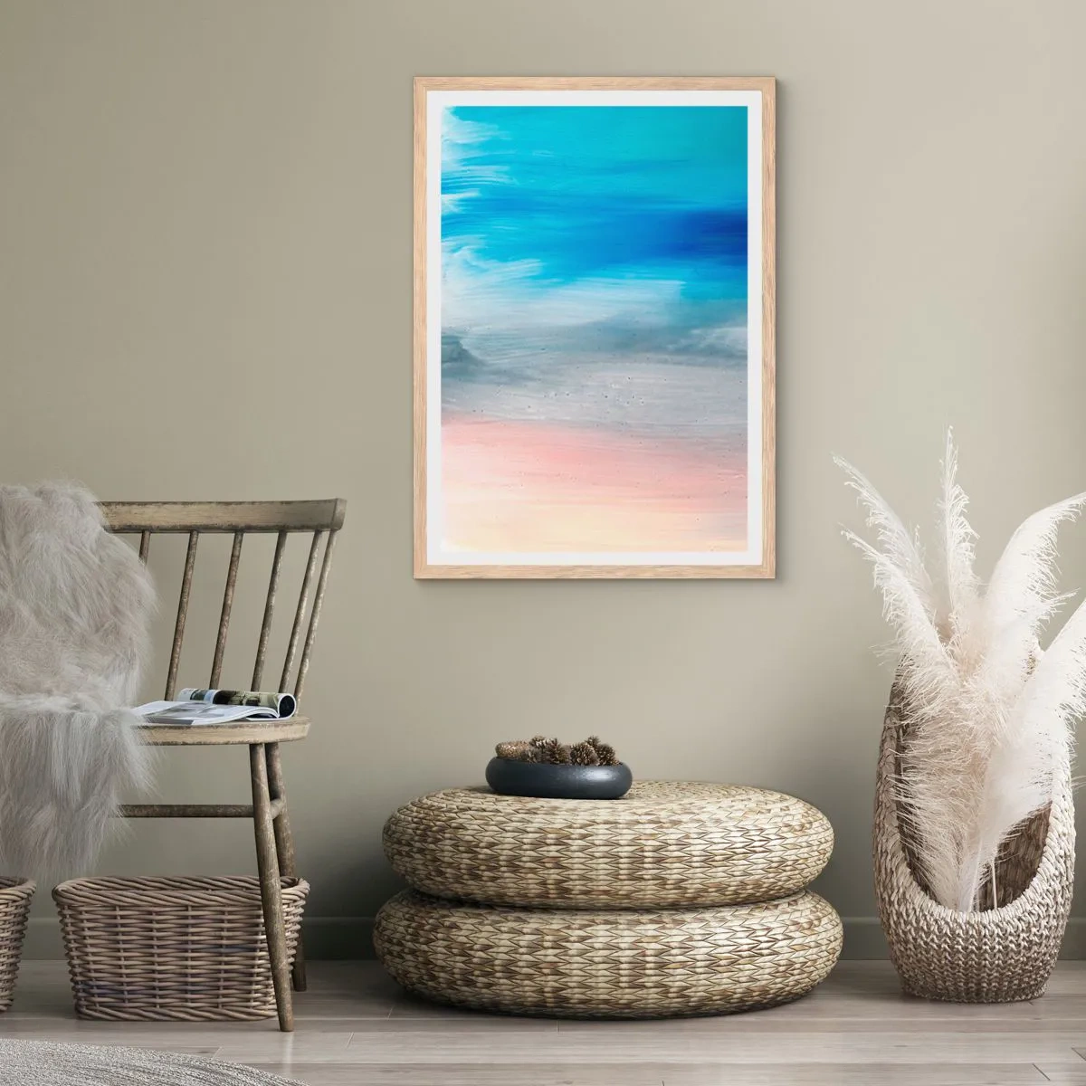 Poster in einem Rahmen aus heller Eiche - Elemente: Luft - 30x40 cm