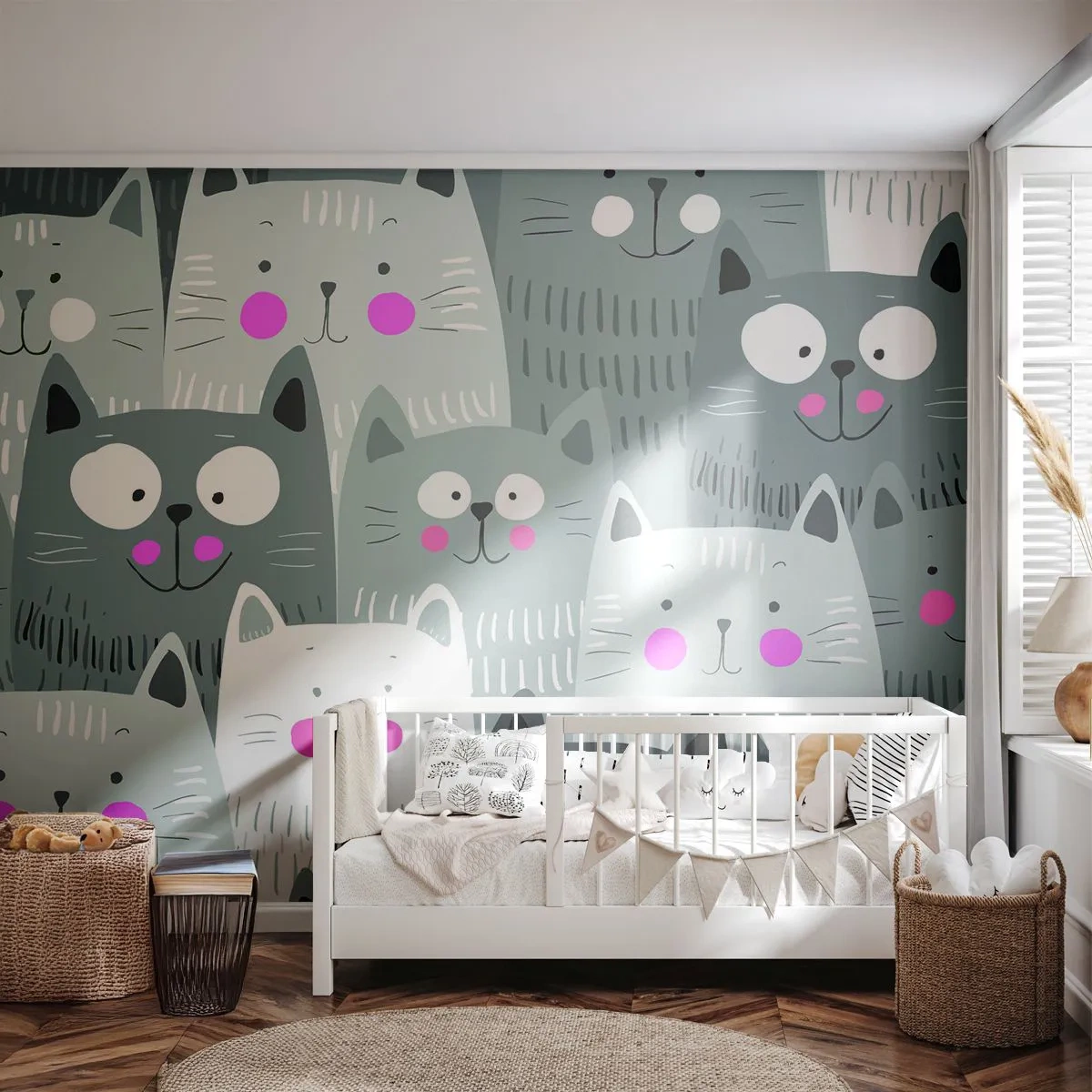 Maßgeschneiderte Fototapete Premium Canvas - Katzenwelt - Für Kinder, Katze, Tiere