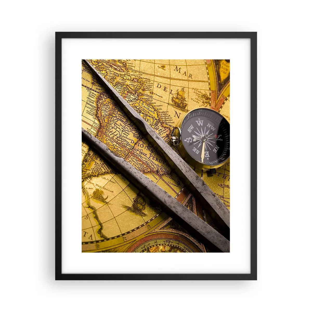 Poster in einem schwarzem Rahmen - Wo sind diese Schätze? - 40x50 cm