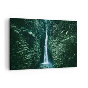 Bild auf Leinwand - Leinwandbild - Ein Wasserfall, umgeben von dichter tropischer Vegetation - 120x80cm - Tropisches Spa - Moderne Wanddekoration für Wohnzimmer und Schlafzimmer ARTTOR