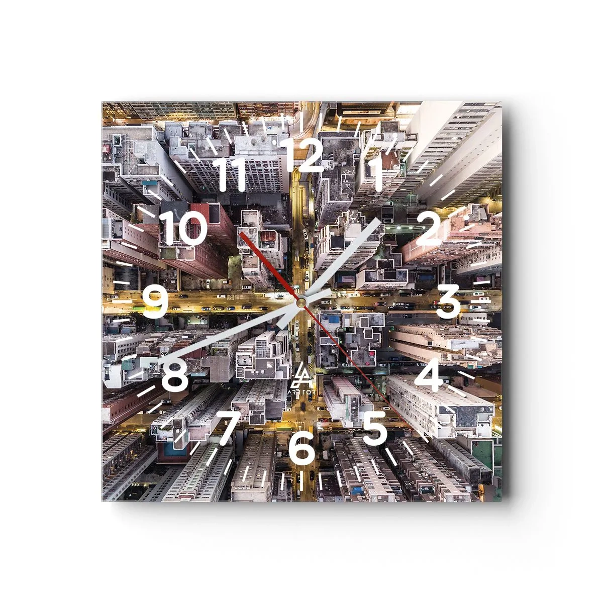 Wanduhr - Glasuhr - Grüße aus Hongkong - 40x40 cm
