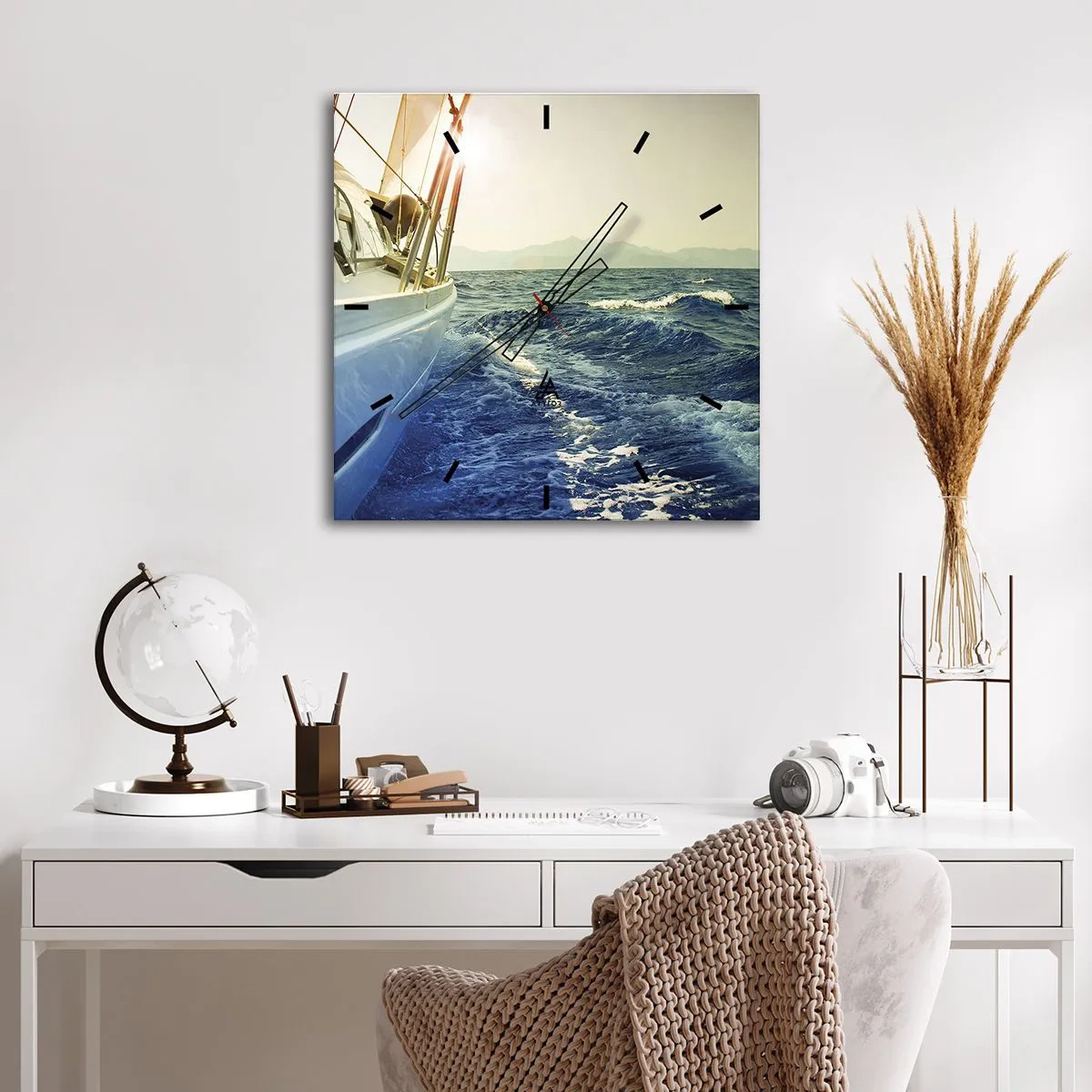 Wanduhr - Glasuhr - Auf ins Abenteuer - 40x40 cm