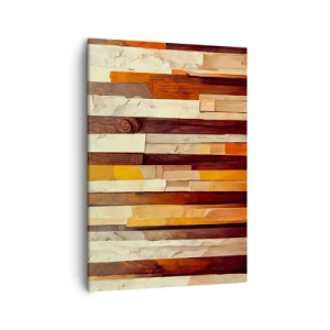 Bild auf Leinwand - Leinwandbild - Geometrische Komposition in Holz- und Goldtönen - 50x70cm - Hymne der Waldbäume - Moderne Wanddekoration für Wohnzimmer und Schlafzimmer ARTTOR