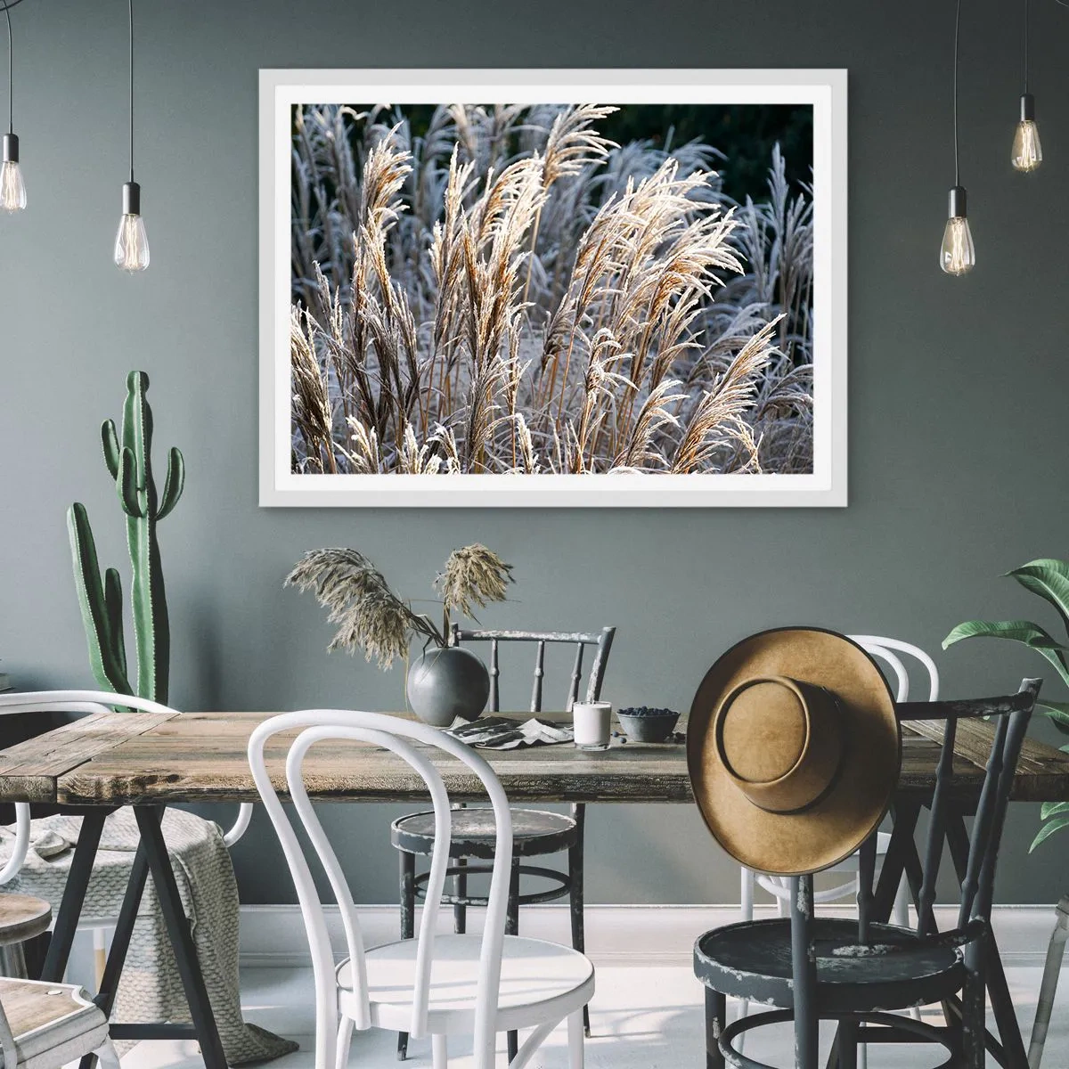 Poster in einem weißen Rahmen - Gekleidet mit Frost - 50x40 cm